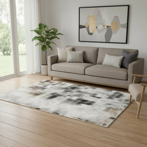 HomeRoots 5' X 8' Rust Gray & Ivory Abstract Area Rug - Washable, UV-Protected, Stylish & Durable for Any Space 705361
