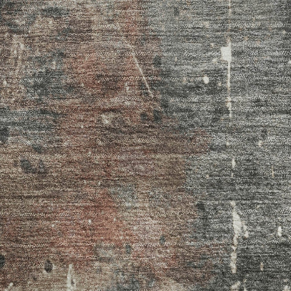 HomeRoots 5' X 8' Rust Gray & Ivory Abstract Area Rug - Washable, UV-Protected, Stylish & Durable for Any Space 705361