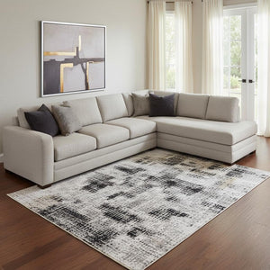 HomeRoots 8' X 10' Modern Abstract Washable Area Rug in Rust, Gray & Ivory - UV Protected & Easy Care! 705363