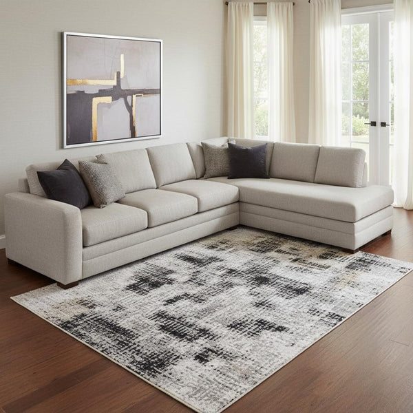HomeRoots 8' X 10' Modern Abstract Washable Area Rug in Rust, Gray & Ivory - UV Protected & Easy Care! 705363
