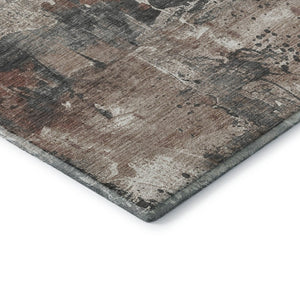 HomeRoots 8' X 10' Modern Abstract Washable Area Rug in Rust, Gray & Ivory - UV Protected & Easy Care! 705363