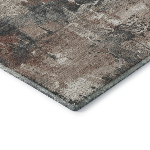 HomeRoots 8' X 10' Modern Abstract Washable Area Rug in Rust, Gray & Ivory - UV Protected & Easy Care! 705363