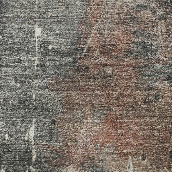 HomeRoots 8' X 10' Modern Abstract Washable Area Rug in Rust, Gray & Ivory - UV Protected & Easy Care! 705363