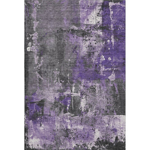 HomeRoots 5' X 8' Abstract Washable Area Rug in Purple, Gray & Ivory – Durable, UV-Protected & Stylish Decor 705367