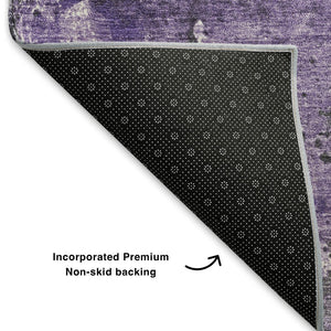HomeRoots 5' X 8' Abstract Washable Area Rug in Purple, Gray & Ivory – Durable, UV-Protected & Stylish Decor 705367