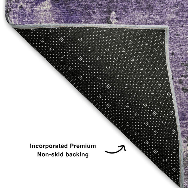 HomeRoots 5' X 8' Abstract Washable Area Rug in Purple, Gray & Ivory – Durable, UV-Protected & Stylish Decor 705367