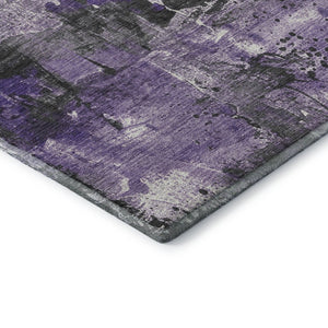 HomeRoots 5' X 8' Abstract Washable Area Rug in Purple, Gray & Ivory – Durable, UV-Protected & Stylish Decor 705367