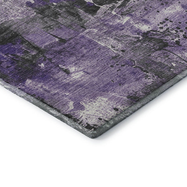 HomeRoots 5' X 8' Abstract Washable Area Rug in Purple, Gray & Ivory – Durable, UV-Protected & Stylish Decor 705367