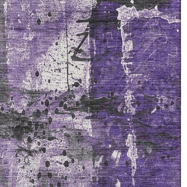 HomeRoots 5' X 8' Abstract Washable Area Rug in Purple, Gray & Ivory – Durable, UV-Protected & Stylish Decor 705367