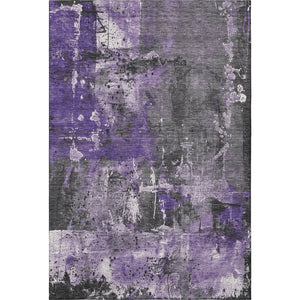 HomeRoots 5' X 8' Abstract Washable Area Rug in Purple, Gray & Ivory – Durable, UV-Protected & Stylish Decor 705367