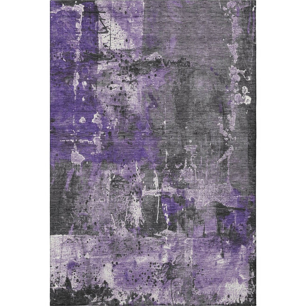 HomeRoots 5' X 8' Abstract Washable Area Rug in Purple, Gray & Ivory – Durable, UV-Protected & Stylish Decor 705367