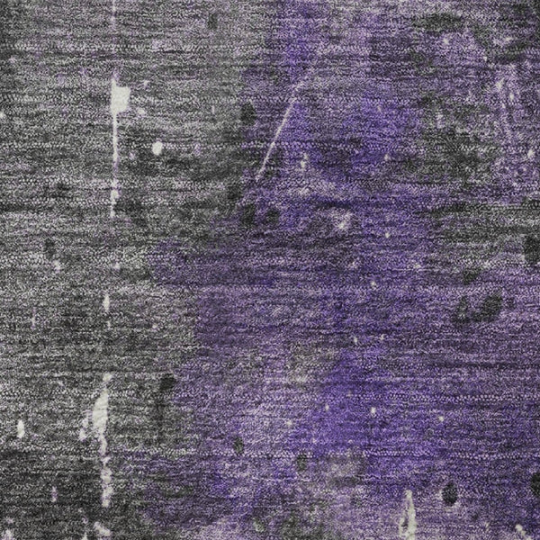 HomeRoots 8' Abstract Round Rug in Purple, Gray & Ivory - Washable, UV-Protected, Non-Slip for Modern Spaces 705368