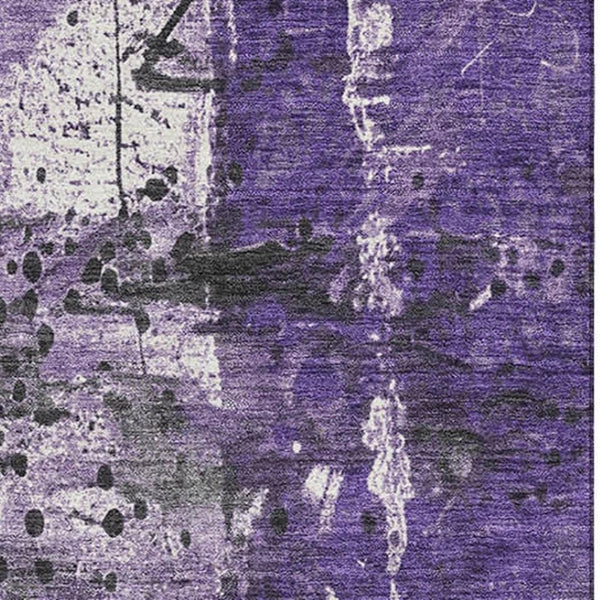 HomeRoots 8' X 10' Vibrant Purple, Gray & Ivory Abstract Washable Area Rug with UV Protection for Stylish Spaces 705369
