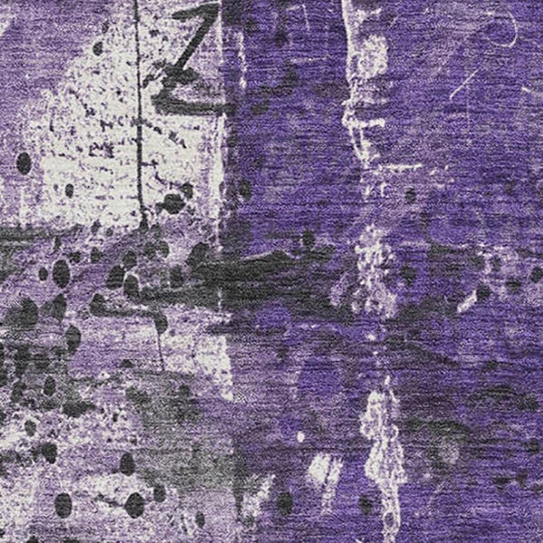 HomeRoots 9' X 12' Stylish Purple Gray Ivory Abstract Washable Area Rug with Stain and UV Protection Features 705370