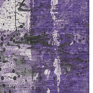 HomeRoots 10' X 14' Stylish Purple Gray Ivory Abstract Area Rug - Durable, Washable & UV-Resistant Design 705371