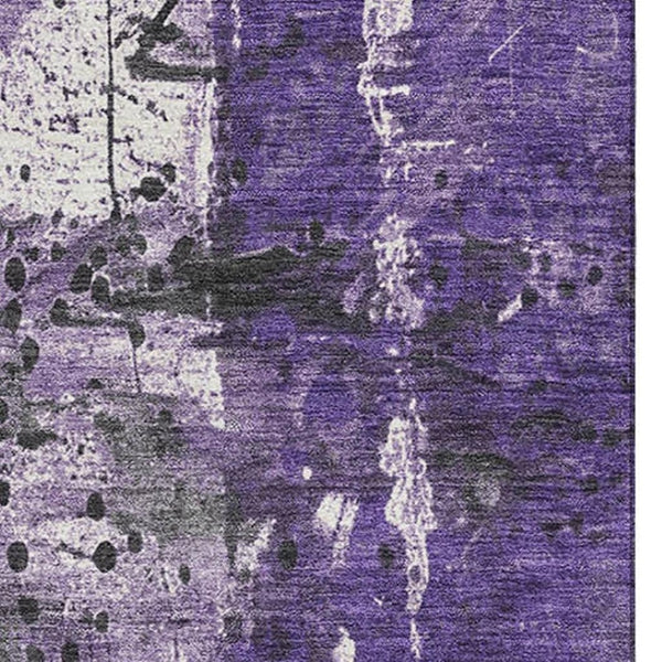 HomeRoots 10' X 14' Stylish Purple Gray Ivory Abstract Area Rug - Durable, Washable & UV-Resistant Design 705371