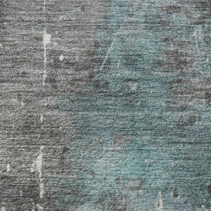 HomeRoots 8' Teal Gray and Ivory Abstract Round Rug – Durable, Washable, UV-Protected for Stylish Spaces 705374