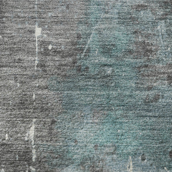 HomeRoots 8' Teal Gray and Ivory Abstract Round Rug – Durable, Washable, UV-Protected for Stylish Spaces 705374