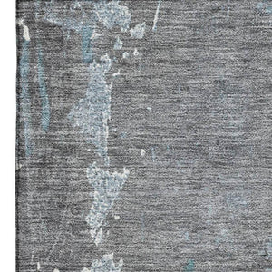 HomeRoots 9' X 12' Teal Gray Ivory Abstract Washable Area Rug - Durable, UV Protected, and Stylish for Homes 705376