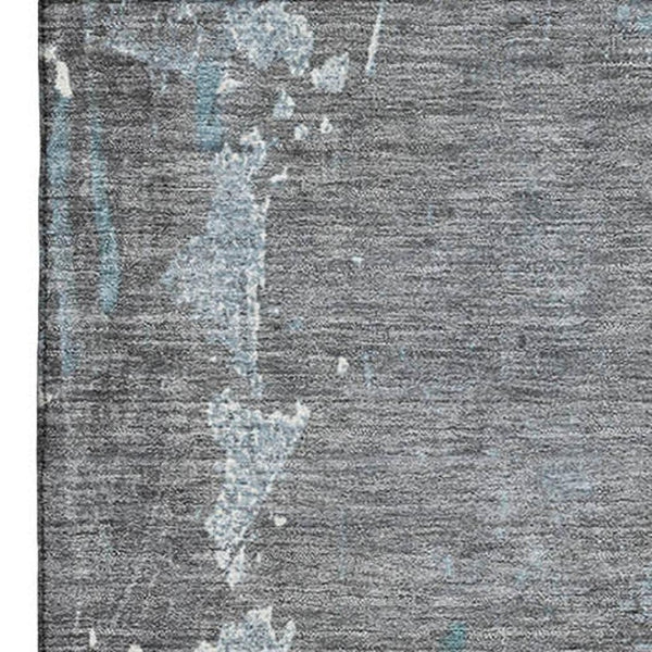 HomeRoots 9' X 12' Teal Gray Ivory Abstract Washable Area Rug - Durable, UV Protected, and Stylish for Homes 705376