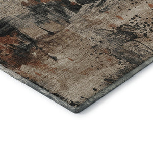 HomeRoots 9' X 12' Taupe Gray & Beige Abstract Rug - Washable, UV Protected, Durable & Family-Friendly Design 705382