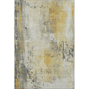 HomeRoots 8' X 10' Modern Gold Ivory Gray Abstract Washable Area Rug with UV Protection for Homes & Pets 705387