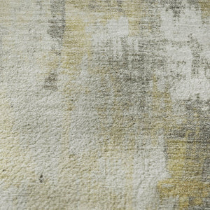 HomeRoots 8' X 10' Modern Gold Ivory Gray Abstract Washable Area Rug with UV Protection for Homes & Pets 705387