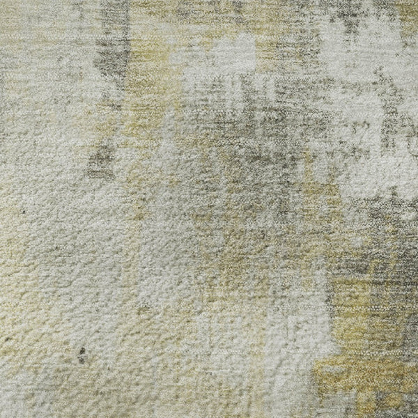 HomeRoots 8' X 10' Modern Gold Ivory Gray Abstract Washable Area Rug with UV Protection for Homes & Pets 705387