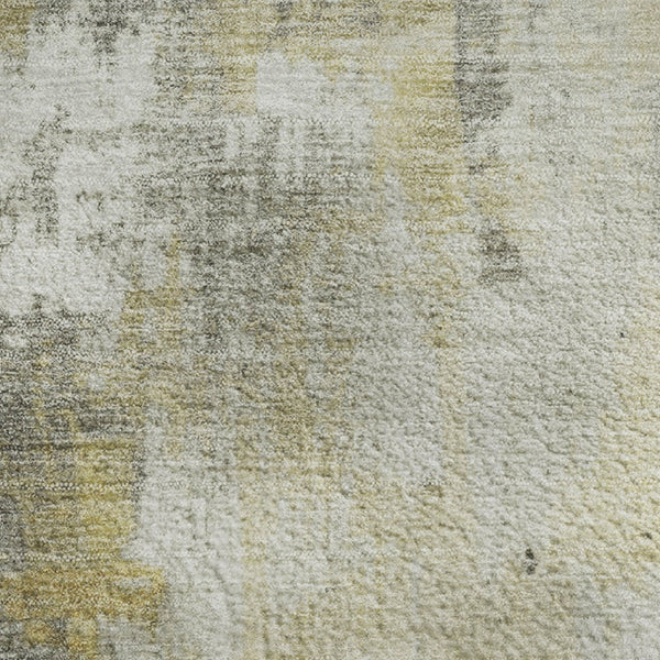 HomeRoots 8' X 10' Modern Gold Ivory Gray Abstract Washable Area Rug with UV Protection for Homes & Pets 705387