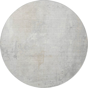 HomeRoots 8' Ivory and Beige Abstract Round Rug – Washable, UV Protected, Durable Design for Modern Spaces 705392