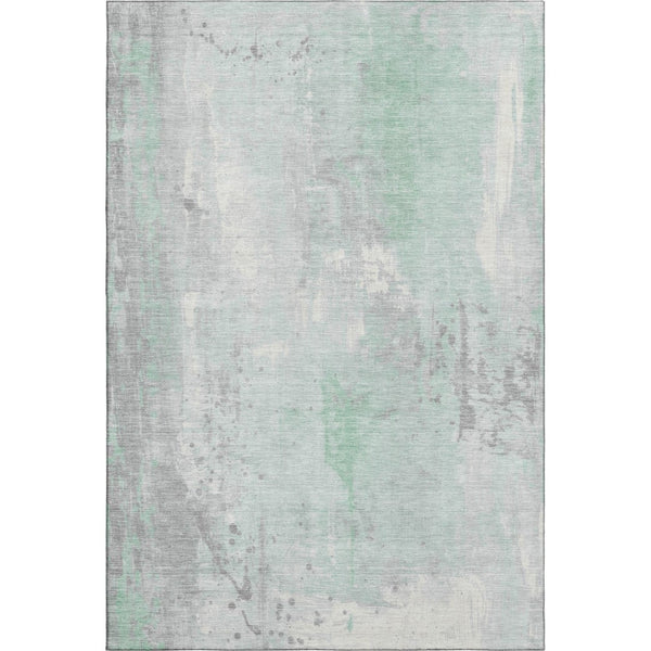HomeRoots 5' X 8' Mint Green & Ivory Abstract Washable Area Rug - Durable, Stain-Resistant, UV Protected! 705397