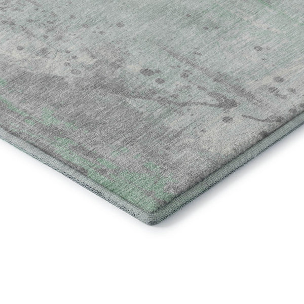 HomeRoots 5' X 8' Mint Green & Ivory Abstract Washable Area Rug - Durable, Stain-Resistant, UV Protected! 705397