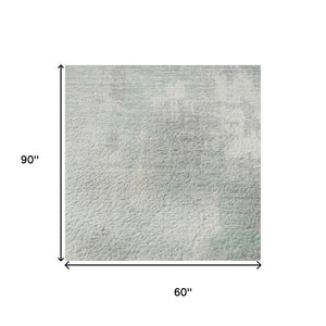 HomeRoots 5' X 8' Mint Green & Ivory Abstract Washable Area Rug - Durable, Stain-Resistant, UV Protected! 705397