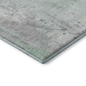 HomeRoots 8' Mint Green and Ivory Abstract Round Rug - Washable, UV-Protected, Stain-Resistant, Durable Design 705398