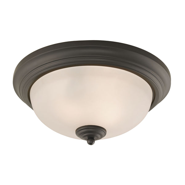 Thomas Lighting Huntington Two Light Flush Mount with Glass Dome Shades for Classic Ceiling Ambiance 13 inches Bronze 7053FM/10