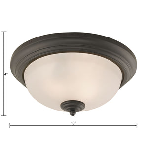 Thomas Lighting Huntington Two Light Flush Mount with Glass Dome Shades for Classic Ceiling Ambiance 13 inches Bronze 7053FM/10