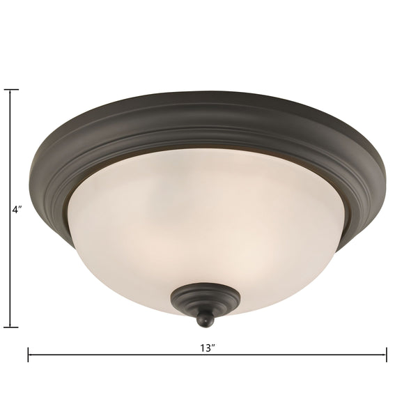 Thomas Lighting Huntington Two Light Flush Mount with Glass Dome Shades for Classic Ceiling Ambiance 13 inches Bronze 7053FM/10