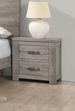 Modern Rustic Grey 2-Drawer Nightstand, Solid Wood - 24