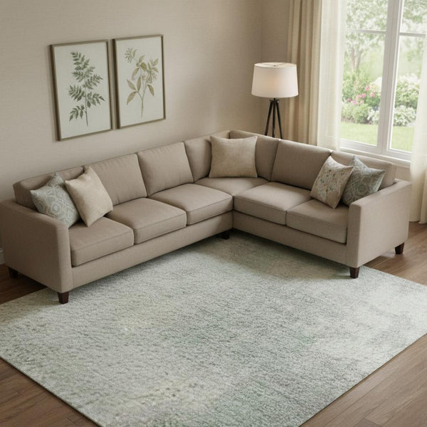 HomeRoots 9' X 12' Mint Green & Ivory Abstract Washable Area Rug - Stain-Resistant, UV-Protected Comfort! 705400