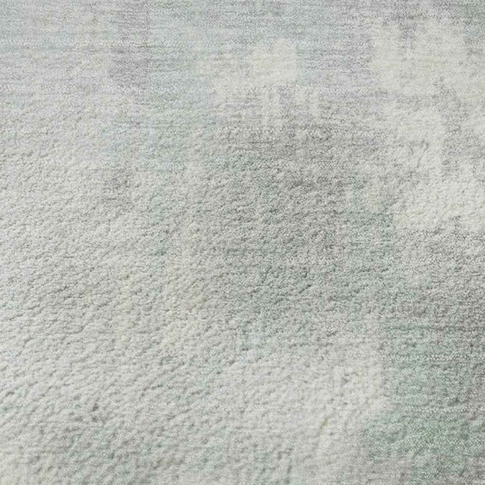 HomeRoots 9' X 12' Mint Green & Ivory Abstract Washable Area Rug - Stain-Resistant, UV-Protected Comfort! 705400