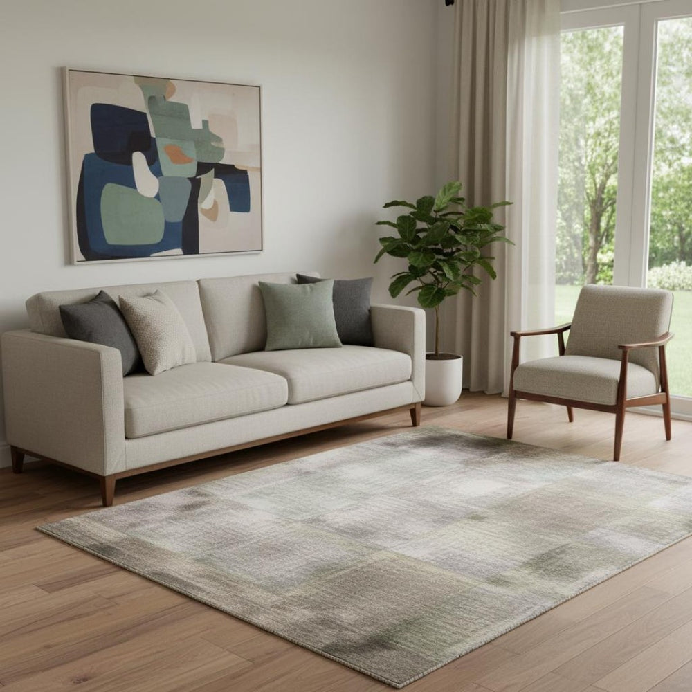 HomeRoots 5' X 8' Abstract Area Rug in Orange, Gray & Ivory – Washable, UV-Protected, Stain-Resistant Design 705403