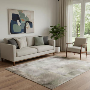 HomeRoots 5' X 8' Abstract Area Rug in Orange, Gray & Ivory – Washable, UV-Protected, Stain-Resistant Design 705403