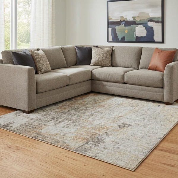 HomeRoots 8' X 10' Vibrant Orange Gray Ivory Abstract Area Rug - Washable, UV Protected, Durable & Stylish Design 705405