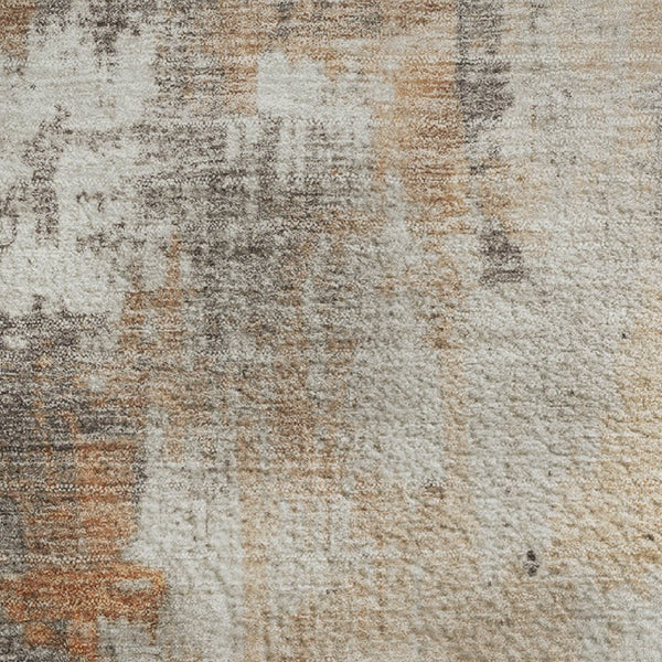 HomeRoots 8' X 10' Vibrant Orange Gray Ivory Abstract Area Rug - Washable, UV Protected, Durable & Stylish Design 705405