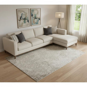HomeRoots 9' X 12' Washable Abstract Area Rug in Orange, Gray & Ivory - Durable, UV-Protected, Stylish Design 705406