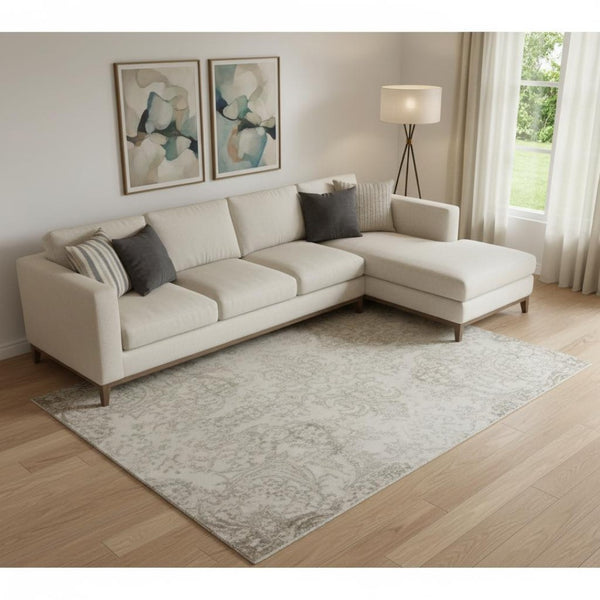 HomeRoots 9' X 12' Washable Abstract Area Rug in Orange, Gray & Ivory - Durable, UV-Protected, Stylish Design 705406
