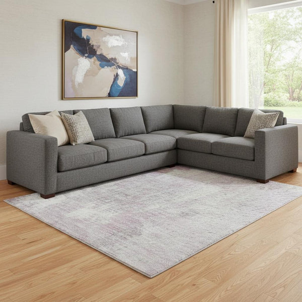 HomeRoots 8' X 10' Pink and Ivory Abstract Area Rug – Stylish, Washable, UV-Protected for Modern Spaces 705411