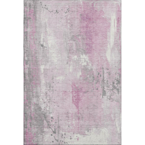 HomeRoots 10' X 14' Pink and Ivory Abstract Washable Area Rug – Stylish, Durable, UV-Protected for Busy Homes 705413