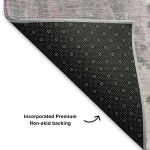 HomeRoots 10' X 14' Pink and Ivory Abstract Washable Area Rug – Stylish, Durable, UV-Protected for Busy Homes 705413