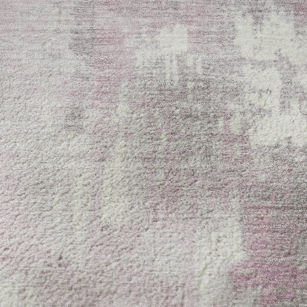 HomeRoots 10' X 14' Pink and Ivory Abstract Washable Area Rug – Stylish, Durable, UV-Protected for Busy Homes 705413